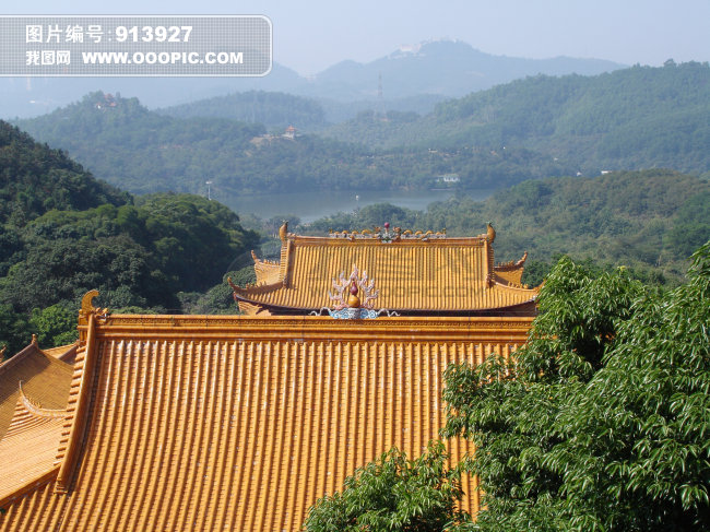 深圳仙湖植物园青山绿水弘法寺风景