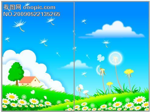 野外的蒲公英_乡村田园_移门图片