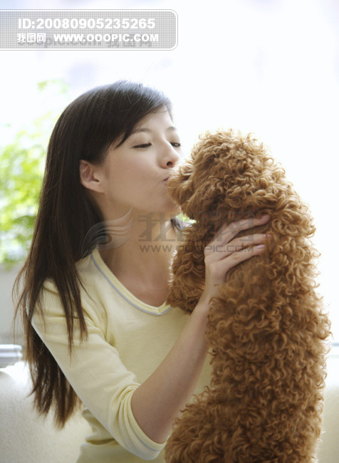 女性宠物 健康生活 时尚家居 长发女孩 狗 和谐