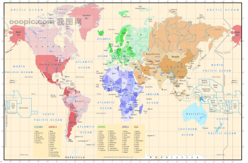 矢量世界地图 AI格式_科学研究_现代科技