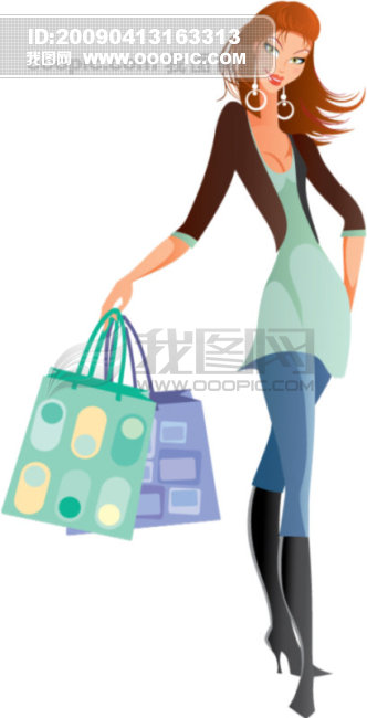 时尚<em>女孩购物</em>图片_妇女女性矢量图_矢量人物