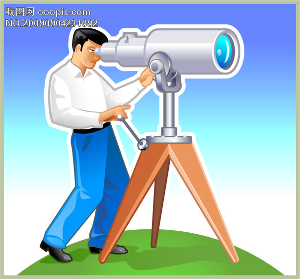 男人使用望远镜矢量素材_男人男性矢量图_矢