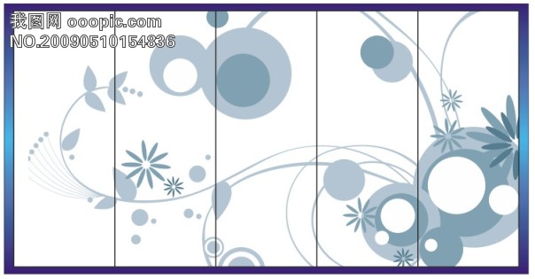 经典花纹玻璃移门素材五门_玻璃移门 _建筑\/家