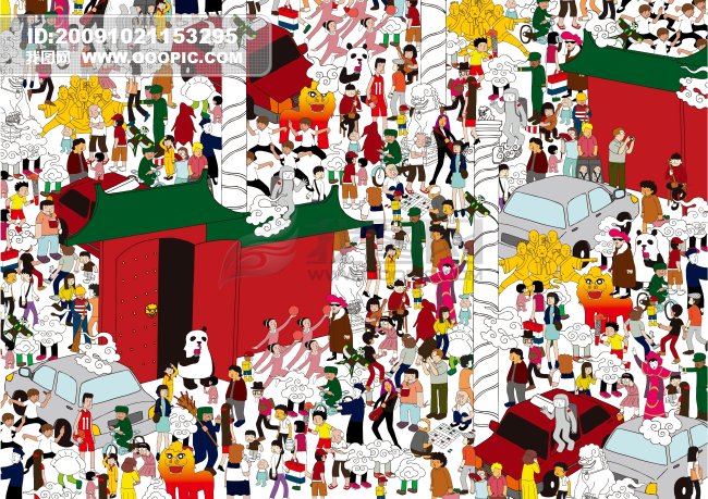 插画-北京到巴黎图片下载